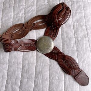 Vintage Moroccan Medallion Leather Braided Belt